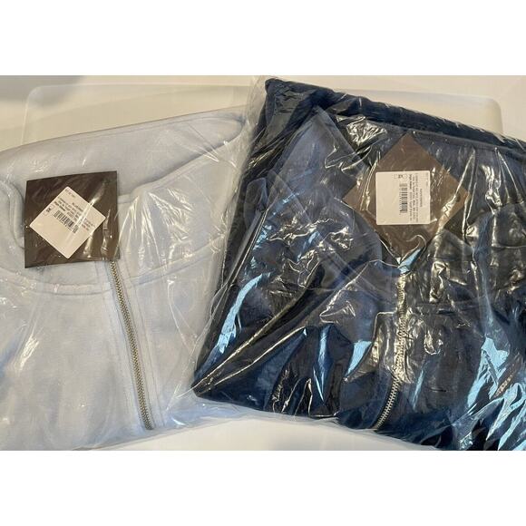 Women's Velour Pullover Sweatshirt 3X Light Blue 1/4 Zip Ava & Viv Super Soft - Picture 4 of 4